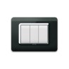 PLAQUE TECHNOPOLYMERE 44 RECTANGULAIRE NOIR ABSOLU AVEC CADRE CHROME 3 MODULES|sfh|b9c50b8cd9dc|