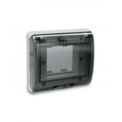 PLAQUE ETANCHE ENCASTREE CARREE 2 MODULES S45 COUVERCLE RIGIDE FUME|sfh|bbba37e4ccff|