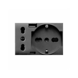 PRISE SCHUKO 2P+T + PRISE 2P 16A + CHARGEUR USB TYPE A&C 3MODULES TEKLA 44|sfh|0fcca2b72a3e|