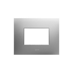 PLAQUE SMART 44 RECTANGULAIRE ACIER NATUREL EFFET BROSSÉ 3 MODULES|sfh|95cc281320a5|