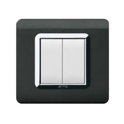 PLAQUE TECHNOPOLYMERE 44 CARRÉE NOIR ABSOLU AVEC CADRE CHROME 2 MODULES|sfh|07aaf10bbc58|
