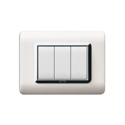 PLAQUE TECHNOPOLYMERE 44 RECTANGULAIRE BLANC AVEC CADRE CHROME 3 MODULES|sfh|37099a4586a1|