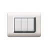 PLAQUE TECHNOPOLYMERE 44 RECTANGULAIRE BLANC AVEC CADRE CHROME 3 MODULES|sfh|3eaefb66588c|