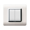 PLAQUE TECHNOPOLYMERE 44 CARRÉE BLANC AVEC CADRE CHROMÉ 2 MODULES|sfh|4068e76cbe40|